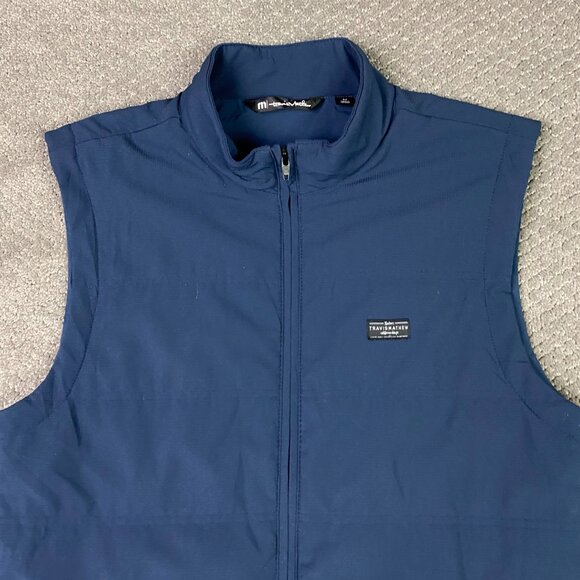 Travis Mathew Interlude Puffer Vest Men's Medium Blue Golf Performance Quilted - Picture 2 of 11